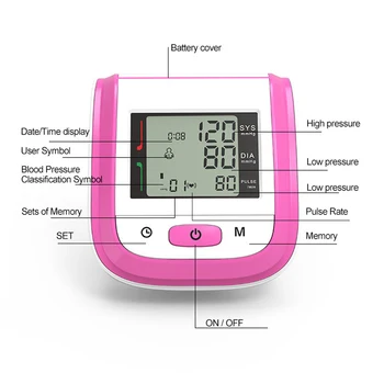 CE Digital Wrist Tensiometro Digital Blood Pressure Heart Rate Health Monitor Тонометр Автоматично Сфигмоманометр BP Маншет Метър