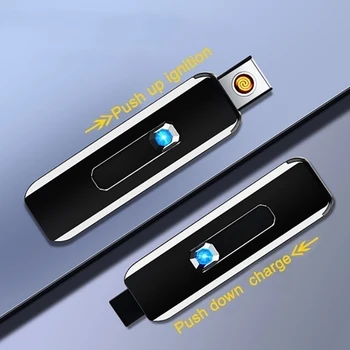 Открит на Околната Среда Новия USB Зареждане на Запалката на Двустранен Запалка Ветрозащитный Беспламенные Електронни Запалки Няма Газ