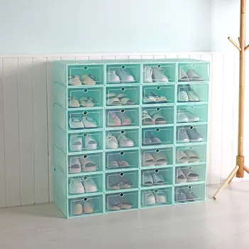 SY11-5 Трайни Пластмасови Сгъстено Кутии Калъф Прозрачна Кутия За Обувки, за Домашно Органайзер Маратонки Организация за Съхранение на Шкаф за Обувки#1