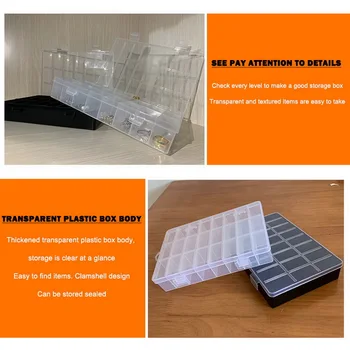 Практичен 24 Окото Отделение Пластмасова Кутия За Съхранение На Бижута Обици С Мъниста Винт Притежателя Калъф Дисплей Организатор Контейнер