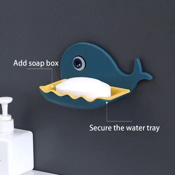 Подвижна Кит Сапунен Висящи Рафтове За Съдове Punch-free Plastic Wall Mounted Draining Storage Soap Holder Soap Box Dish