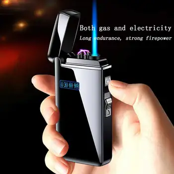 Нова Надуваема Дъга USB Зареждане Запалка Газ Метал Оцеляване Факел Турбо Ветрозащитная Запалка Цигара Сняг Мускули на Мъжкия Притурка Подарък