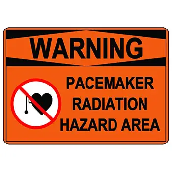 Предупредителен знак Пейсмейкър Зона радиационна опасност Метален Предупредителен знак за промишлена безопасност или безопасността на работното място