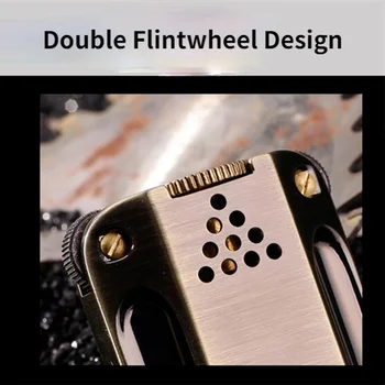 Зоро New Personality Creative Double Wheel Факел Lighter Керосин Ретро Ветроупорен Старомодни Запалки Подарък За Мъже