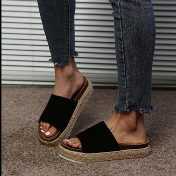 Флок Леопард Черно бели дамски сандали на платформа, Обувки за жени 2021 Sandalias Sandles Дамски дамски обувки, Чехли Лято