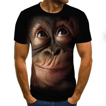 Orangutan на животните 3D printing мъжка тениска с къс ръкав fashion animal print T-shirt за мъже и жени производителите на дрехи