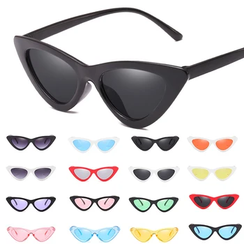 Продажба на Vintage Cateye Слънчеви Очила Жени Ретро Малък Котешко Око Слънчеви Очила Марка Дизайнер Цветни Очила за Дами Oculos De Sol