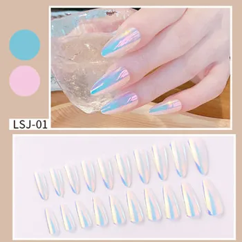 Фея Aurora Effect False маникюр Tips Display Acrylic Full Cover Фалшиви Нокти Съвети за Изграждане на Нокти с UV Гел на Ноктите инструмент
