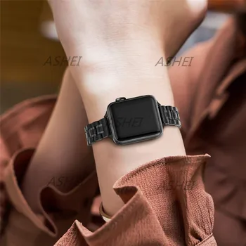 Жена каишка от неръждаема стомана за Apple Watch 6 SE Band 40 мм 44 мм Тънка Метална Гривна на Китката за iWatch SE Series 6/5/4/3/2/1 Bands