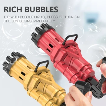 Балон пистолет играчка автоматично Гатлинг балон машина деца на открито/партия/вана лято сапунена вода 2 в 1 електрически bubble blaster играчка