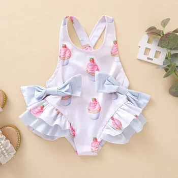 #40 Toddler Kids Baby Girls Summer Sleeveless Ice Cream Print Strap Tutu Dress Сарафан Облекло Годишни Деца Момичета Бански Нови