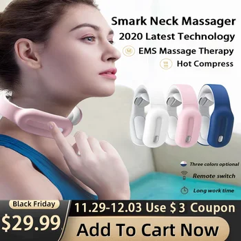Нов EMS Smart Neck Massager Heating Massage Relax Pain Relief Neck And Shoulder Neck Massager Massage Products Health Care