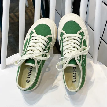 Зелени парусиновые обувки дамски обувки на тънки и дебели подметки през лятото