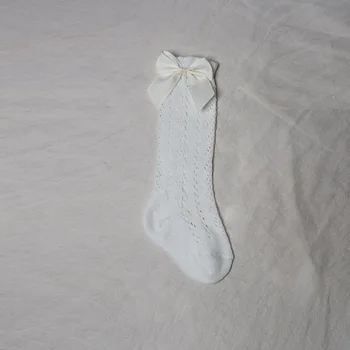 Детски Деца Момичета Чорапи Твърди Дишащ Памук Детски Чорапи Новородено Выдалбливают Тръба Коляно Високо на Испански Стил Socken За 0-7 години