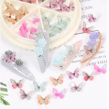 30 БР./Колелото на 3D Цветни Триизмерни пеперуди Чар на Ноктите Кристали Бижута Pixie Декорации DIY Маникюр AB