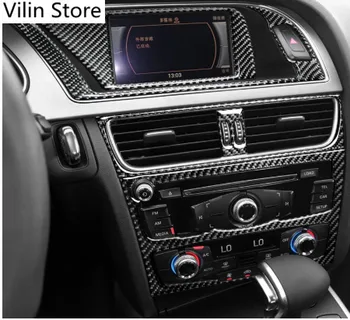 За Audi A4 A5, S5 Carbon Fiber Center console CD Panel Car Wrap Sticker Air Outlet Cover Trim Navigation Car Interior Decoration