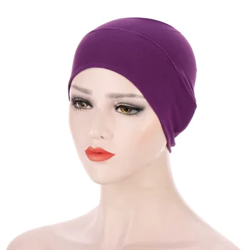 Richkeda Store New 2021 Muslim Turban Caps For Women Bamboo Fiber Solid Cotton Turbante Mujer Chemo Шапка Боне Забрадка Хиджаб