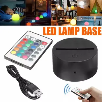 1/2/5/10ШТ USB Кабел Сензорен 3D LED Light Holder Лампа Base Night Light Подмяна на 7 Цвята Цветни Светлинни База Тенис на Притежателя Декор