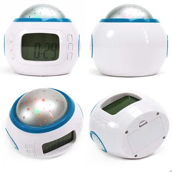 Led Дигитален аларма Snooze Starry Star Glowing Alarm Clock Children Baby Room Calendar Термометър Night Light Projecteur