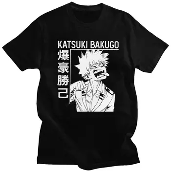Смешни Мъжете Katsuki Bakugo Boku No Hero Academia Тениска Памук Аниме Camisas Hombre Manga All Might Тениски Camisas Върховете