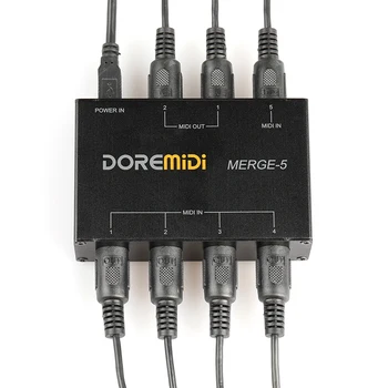 DOREMiDi MIDI Merger 5 MIDI Input 2 MIDI Изход, Поддръжка на USB Power MERGE-5