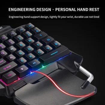 LED Осветен One-Hand Mechanical Gaming Keyboard 35-Key Gaming Keyboard Cool Light RGB Осветен Gaming Controller For PC, PS4 Xbox