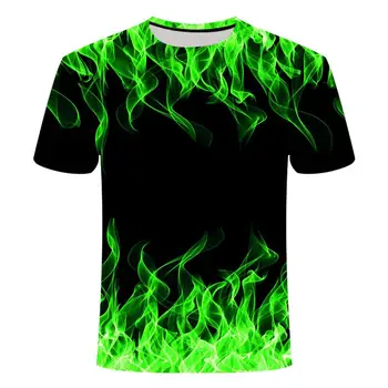 най-високо качество модерен продажба на Мъжки Нова Лятна тениска С Кръгло Деколте Къс Ръкав зелен Син червен виолетов Пламък 3D Печатни Топ