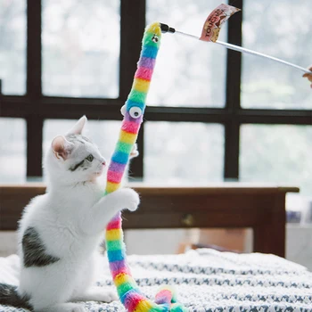 Caterpillar Смешни Cat Stick Feather Кити Toy Self-ей Смешни Cat Bite-resistant Long Род Cat Смешни Cat Supplies