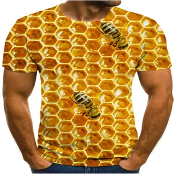 Мъжки Honeycomb Graphic Top Bee Tees Summer за Мъже Top Honey Bee тениска Little Bee С къс ръкав 3D