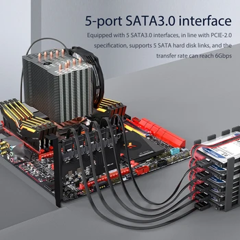 PCIE SATA 3.0 Карта за Разширяване на 5/8/10 Порт 6 Gb, PCI-E X4 Адаптер Конектор Карти за JMB585 Чип Поддържа RAID Настолен КОМПЮТЪР