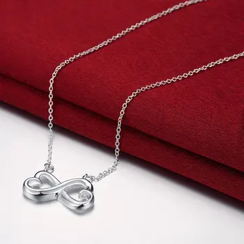 Горещ 925 сребро 8-образна висулка сърце Гривна колие обици прът комплект бижута за жени, Мода Партия Коледен подарък