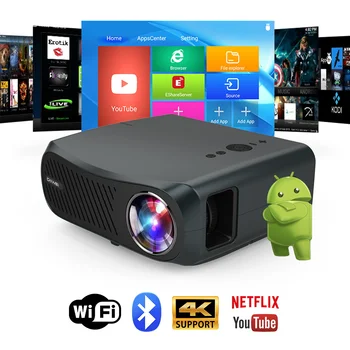 Projetor Led Wifi Home Theater Video Android 6.0 System A12AB 7200 Лумена Airplay Безжичен Full Hd 1080P Проектор