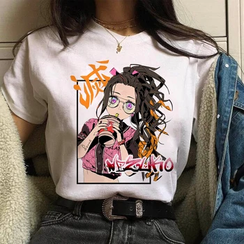 Градинска облекло Nezuko Demon Slayer Аниме Comics Top Oversize Cotton Japanese Graphic Printed Cartoon t Shirt Tee Female/Man T-Shirt
