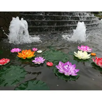 18 см Подражава на Водна Лилия с 2-слойными Цветни венчелистчета Аквариум Басейн Бижута мини Слънчев Фонтан Кръг