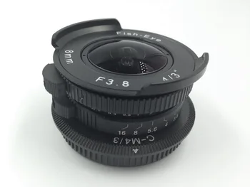 На 8 мм F3.8 fisheye ВИДЕОНАБЛЮДЕНИЕ TV Movie c mount Широкоъгълен обектив за canon eosm nikon n1 fuji xt100 M4/3 EPL5 em5 EM10 беззеркальная камера