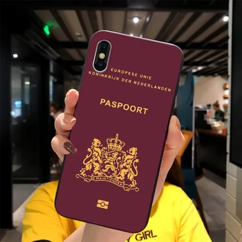 За iPhone Паспорт Of Netherlands Print Soft Matt Apple Case 6 7 8 11 12 Plus Pro X XR MAX 2021 на Кутията