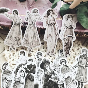 Стари стикери на Европейския ретро дами самоличността на мода рокля дизайн направи си САМ scrapbooking албум щастлив планер декоративни стикери