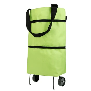 Сгъваема кошница дръпна чантата с колела сгъваеми чанти за многократна употреба, чанта за храни организатор зеленчукова чанта