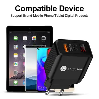 US/EU/UK Plug USB Quick Charger PD QC3.0 Преносим Телефон Стенен Адаптер Бързо Зарядно Устройство С led Дисплей За iPhone 12 Pro Max Huawei