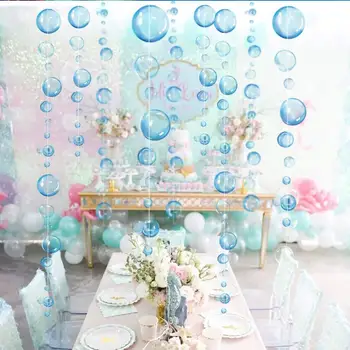 Pvc Бял Син Прозрачен Балон Кръг Гирлянди, Висящи за Русалки в Морето Тематични за Рожден Ден на Baby Shower Парти Декорации
