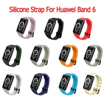 Нов Силиконов Ремък За Huawei Band 6 Smart Watchband За Huawei Honor Band 6 Подмяна На Спортен Гривна Гривна Аксесоари