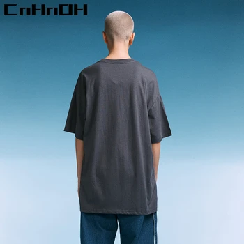 CnHnOH Нов прием на мода мъжки тениски Писмо е Отпечатан С Намаляване на Луната, Блестящи Големи Топ Унисекс облекло 9672
