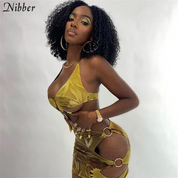 Nibber Секси Sleeveless без гръб Graphics Mini Dress For Women ' s Clothing Summer Beach vacation Casual Clubwear Bodycon Dresses