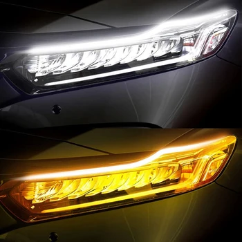 2X най-Новият Start-Scan LED Cars DRL Дневни Светлини Поворотник Ивица лампи