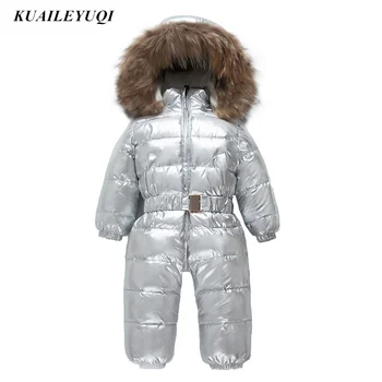 -30 Детска naka яке детски Гащеризон на Горно облекло Зимен Ски костюм Дрехи За момичета на Горно облекло Палто, яке от естествена кожа 2-8y