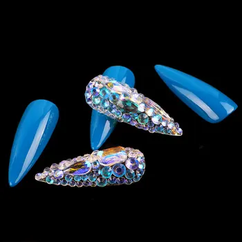 3100 бр./кор. Aurora Super Glitter Rhinestons 3D Flatback Glass маникюр Rhinestons Fancy формата на сърце Crystals Стоунс 