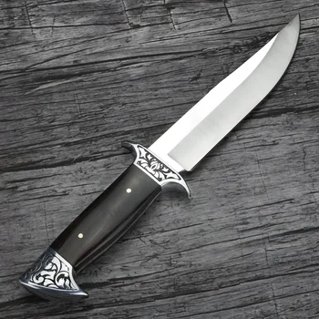 Открит Нож за Оцеляване Фиксирано Острие Туристически Ножове Див Ловен Нож Тактика Мулти - Прав Нож Джунглата Туризъм с Ножнами