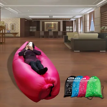 Открит чист червен мързелив човек надуваем диван надуваем матрак single шезлонг преносими къмпинг обедната почивка, без изпомпване на сгъване