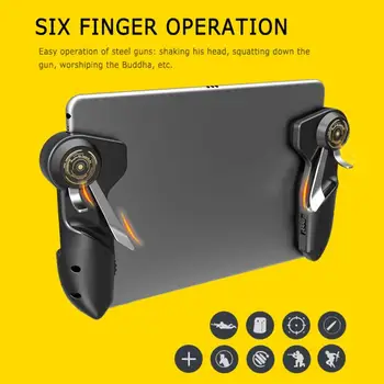 Six Finger Pubg Game Controller Mobile Game Joystick Handle Target Button L1R1 Shooter Gamepad Trigger For Ipad Tablet Xiaomi