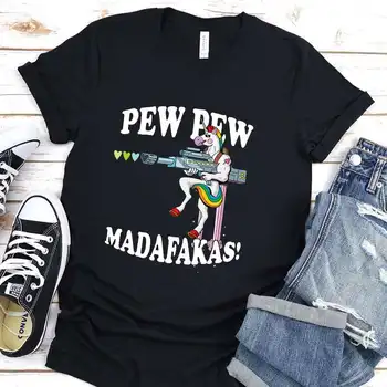 Pew Pew Madafakas Тениска с къс Ръкав Момчета/Момичета Тениски Мъжки Harajuku O Образно Деколте Тениска Карикатура на Тениски, Жените Памук Harajuku тениска
